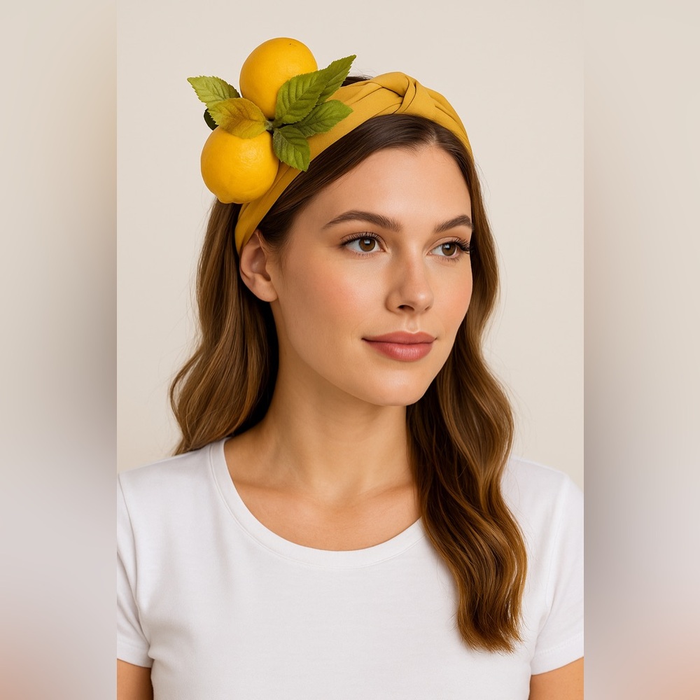 NEW Lemon Fascinator Cloth Mustard Headband Millinery Derby Tea Church Headwear